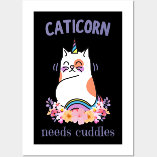 Caticorn Needs Cuddles Cute Unicorn Cat Fun Posters and Art